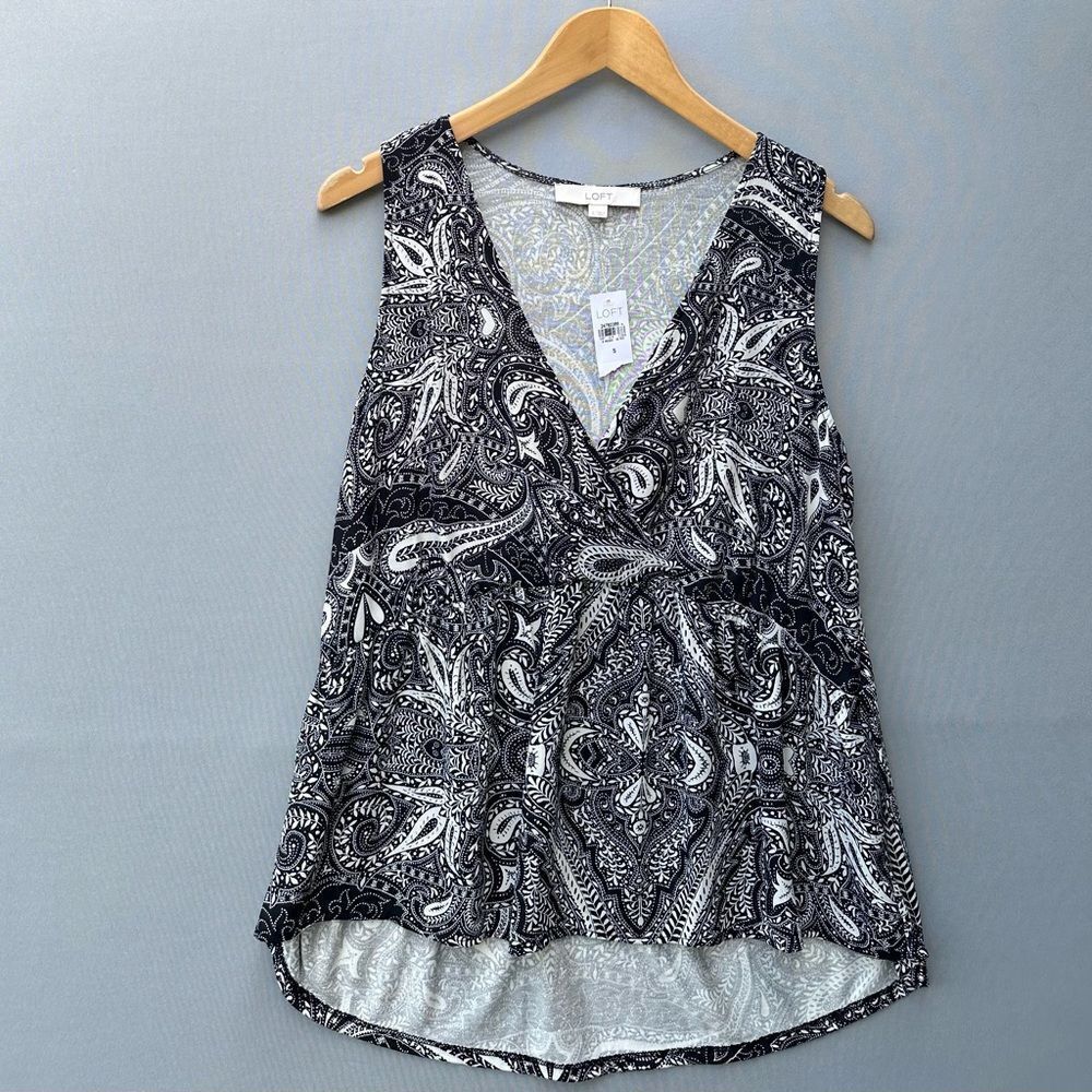 5 for $45 NWT loft top blouse shirt women’s size S black white - Picture 2 of 7